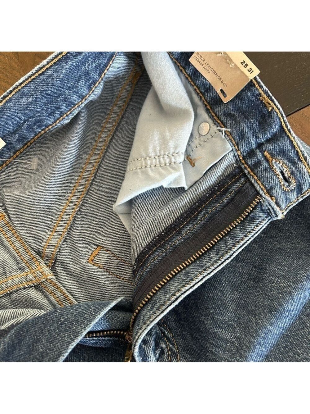LEVI’S High Waisted Straight Blue Denim Jeans, Size 25. - Picture 5 of 7